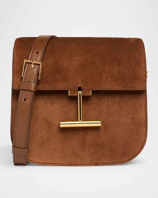 Tara Mini Flap Crossbody Bag in Suede and Leather